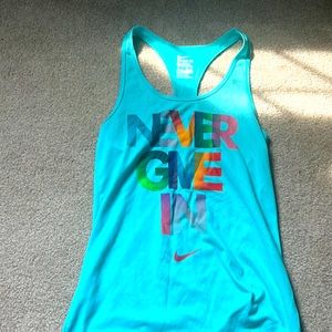 Teal Nike never give in tank top